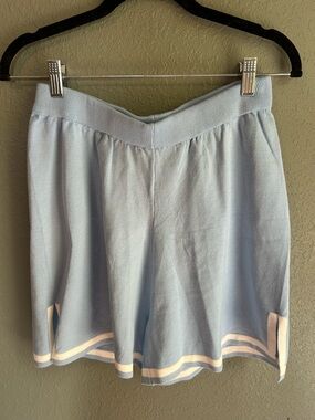 Blue & White Knit Shorts